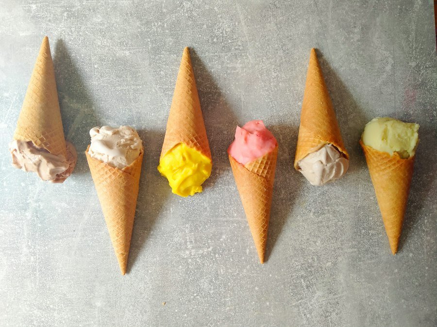 Helado servido en un cono